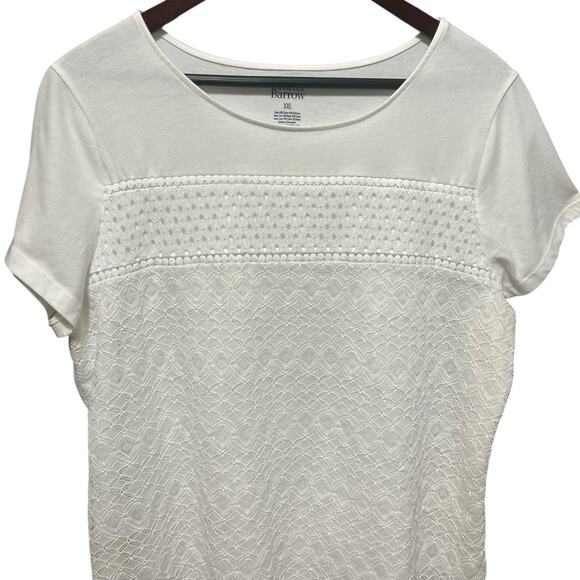 Croft & Barrow Womens Textured Lace Front White Tee Shirt XXL Cottagecore Top - Picture 4 of 5
